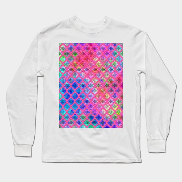 Pink Patchwork Circles Abstract Long Sleeve T-Shirt by SartorisArt1